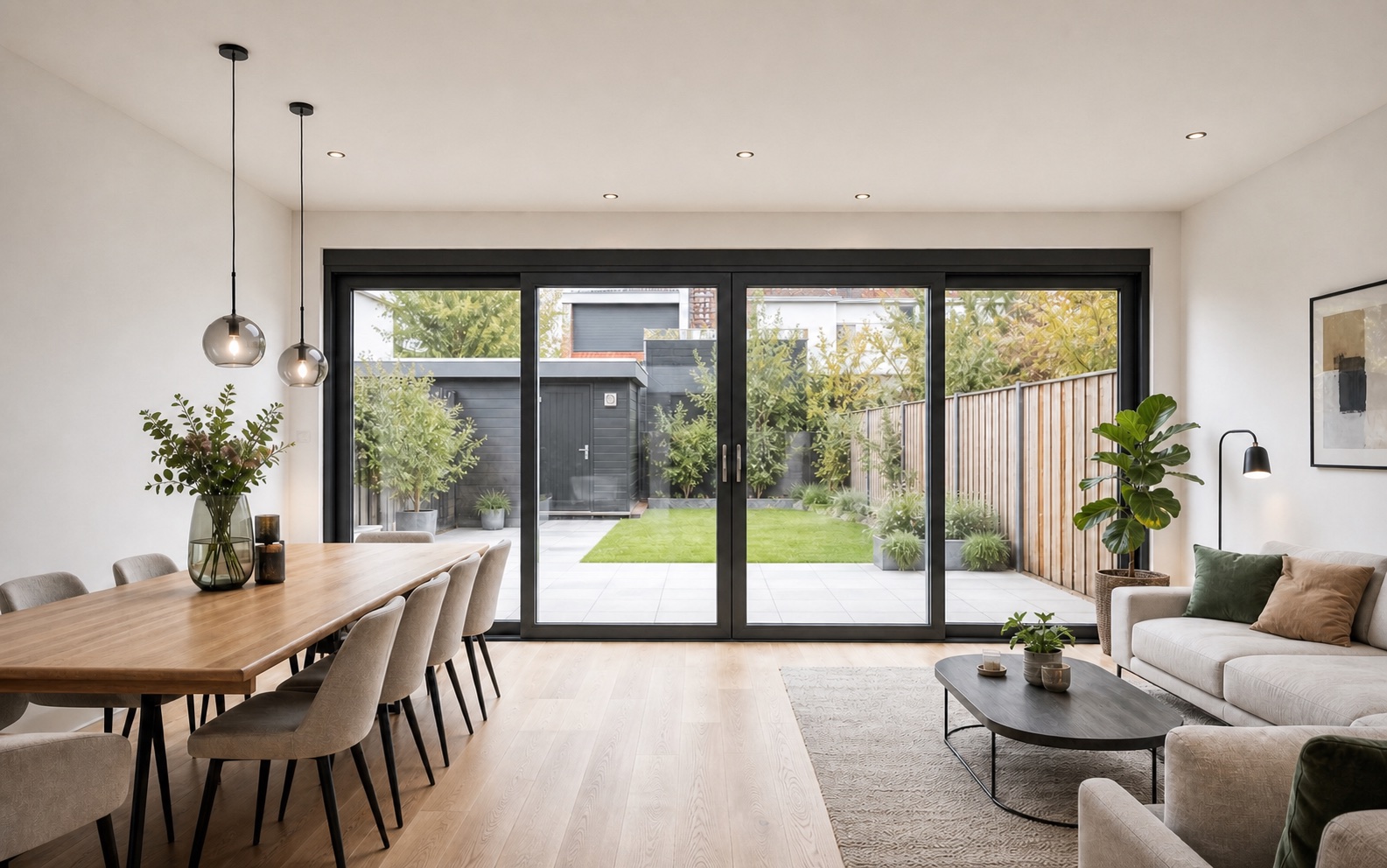 Fotorealistische binnenimpressie van de gekozen aanbouw
